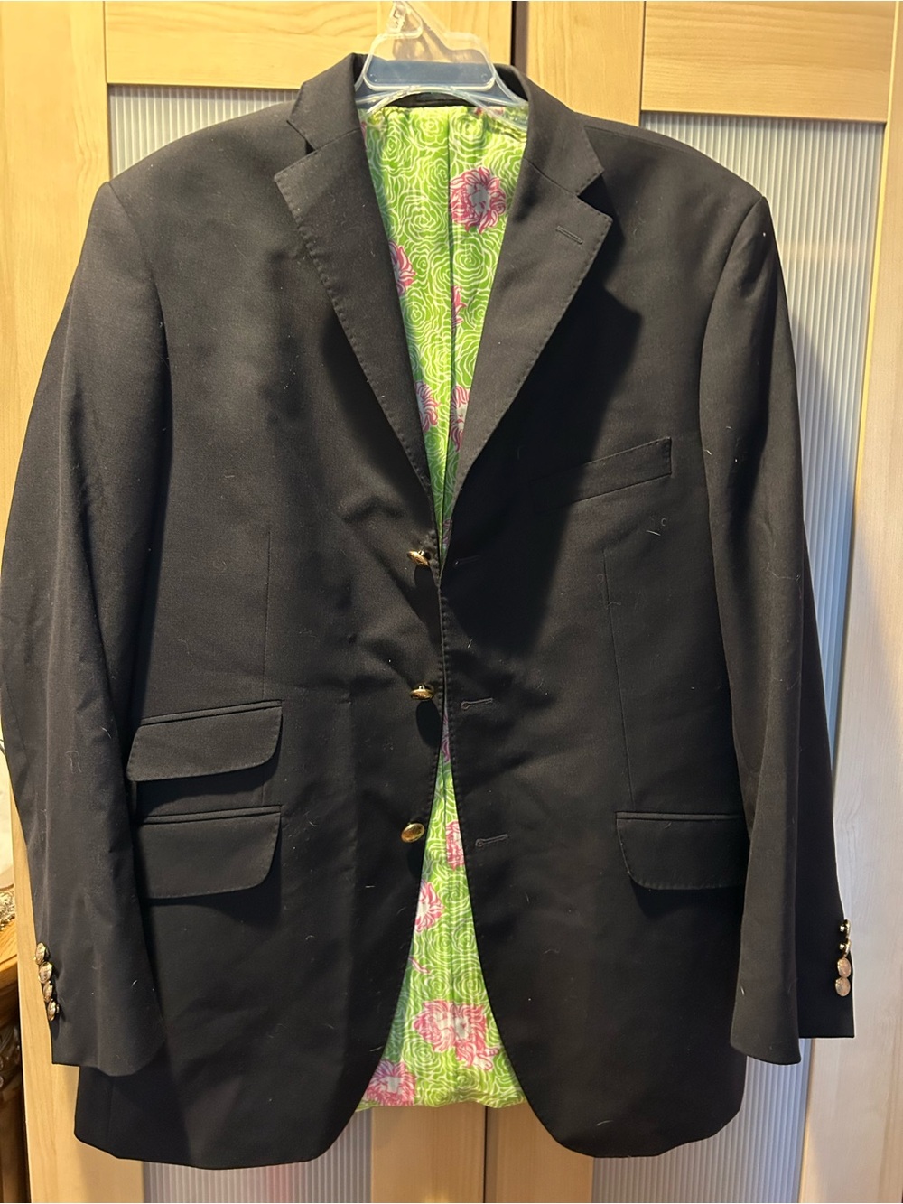 Men's Dark Blue LILLY PULITZER Blazer Jacket Green Pink Lion 42R